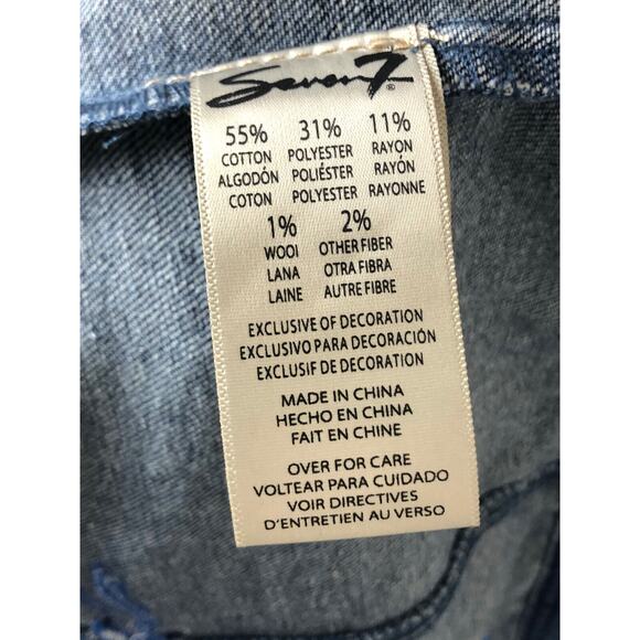 Seven7 Blue Floral Embroidered Denim Jacket Women’s Sz Small - Picture 7 of 7